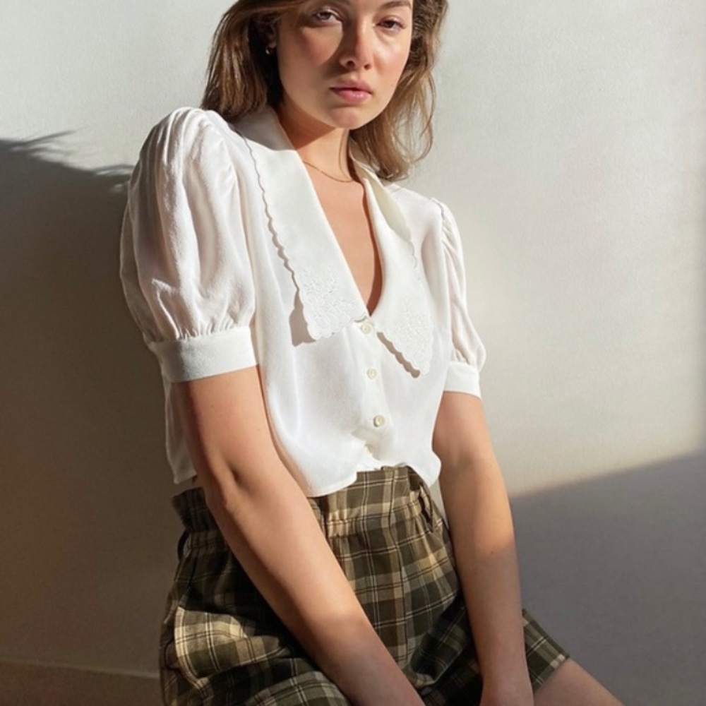 Aritzia Sunday Best Cream New Solitaire Blouse NWT